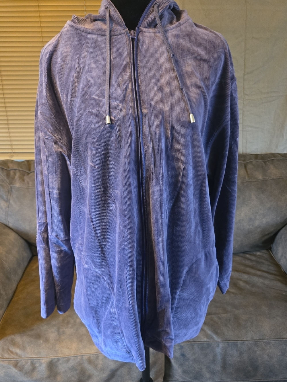 Dressbarn Purple Corduroy Zip-Up Hoodie Jacket Size 18/20